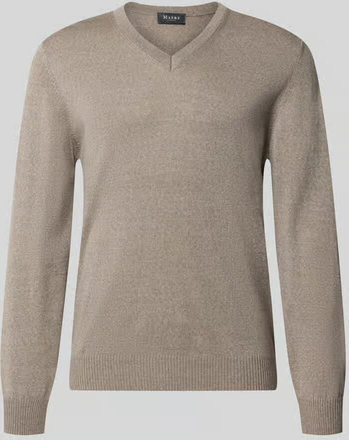 Maerz muenchen Regular fit gebreide pullover van zuivere scheerwol met v-hals