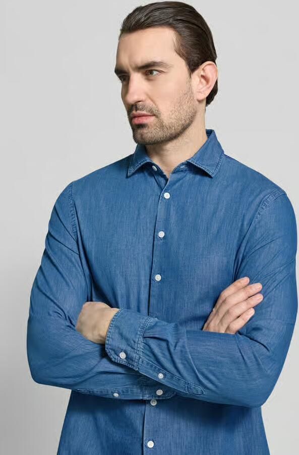 Maerz muenchen Regular fit vrijetijdsoverhemd in denimlook met kentkraag - Foto 3