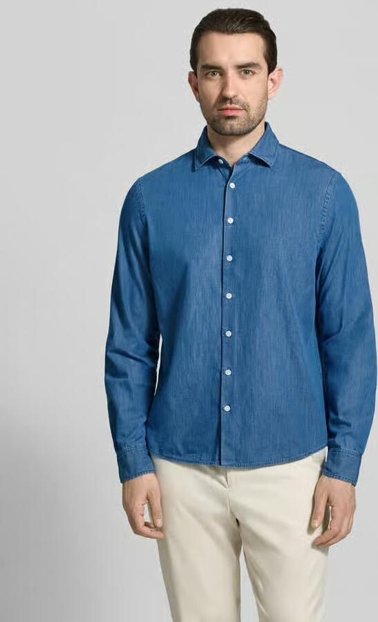 Maerz muenchen Regular fit vrijetijdsoverhemd in denimlook met kentkraag - Foto 4