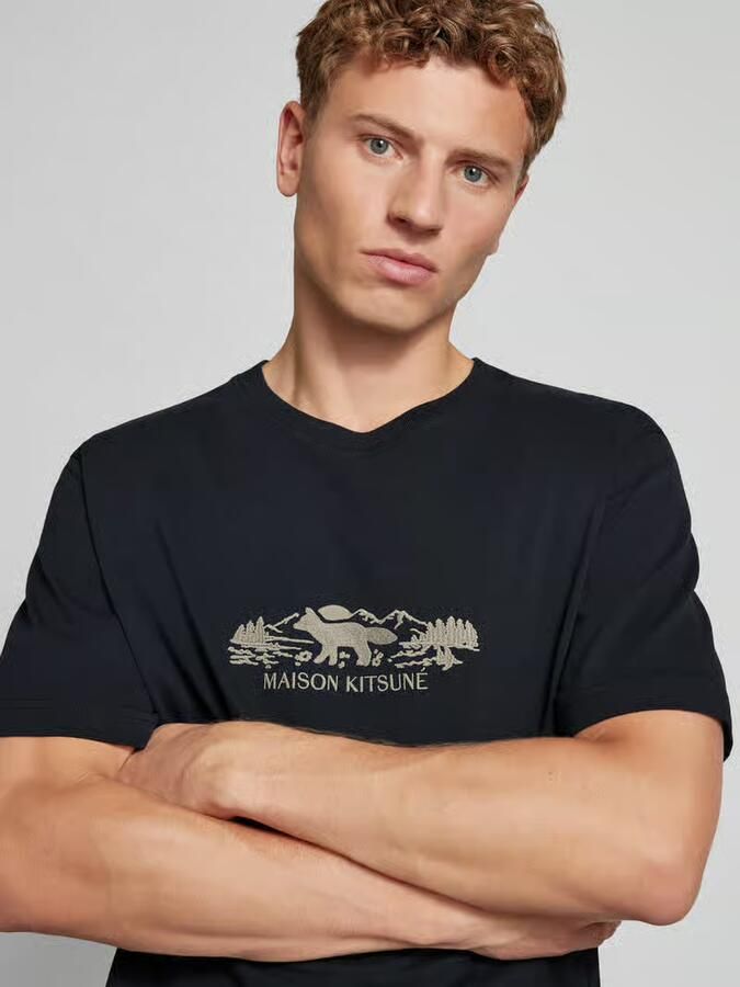 MAISON KITSUNÉ T-shirt met geribde ronde hals - Foto 2