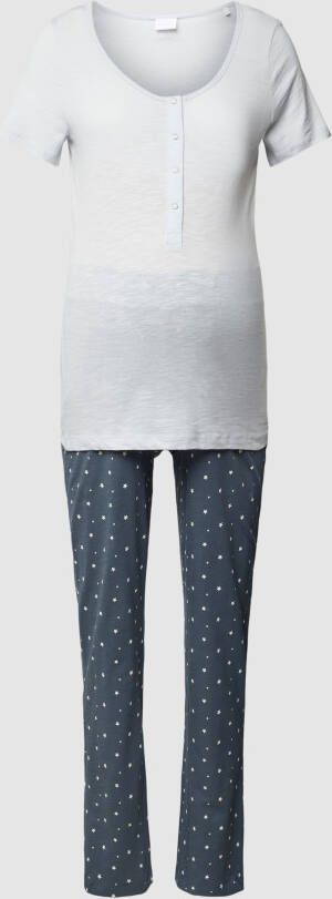 Mamalicious Zwangerschapspyjama met korte drukknoopsluiting model 'MIRA STAR'
