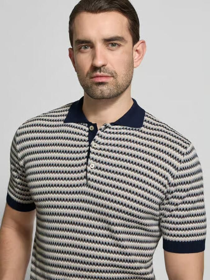 Manuel Ritz regular fit poloshirt in all-over look met knoopsluiting