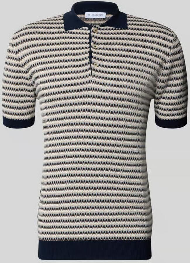 Manuel Ritz regular fit poloshirt in all-over look met knoopsluiting - Foto 2