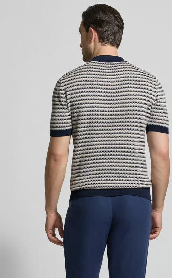 Manuel Ritz regular fit poloshirt in all-over look met knoopsluiting - Foto 3