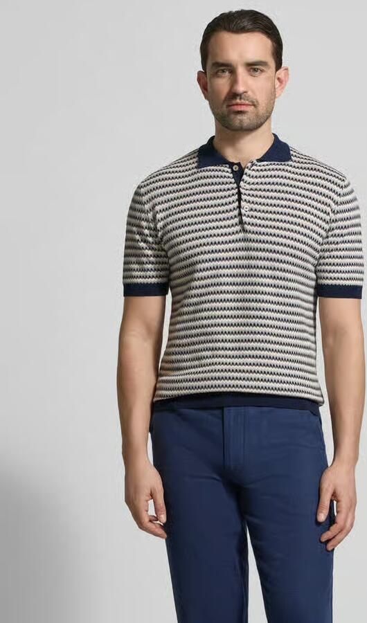 Manuel Ritz regular fit poloshirt in all-over look met knoopsluiting - Foto 4