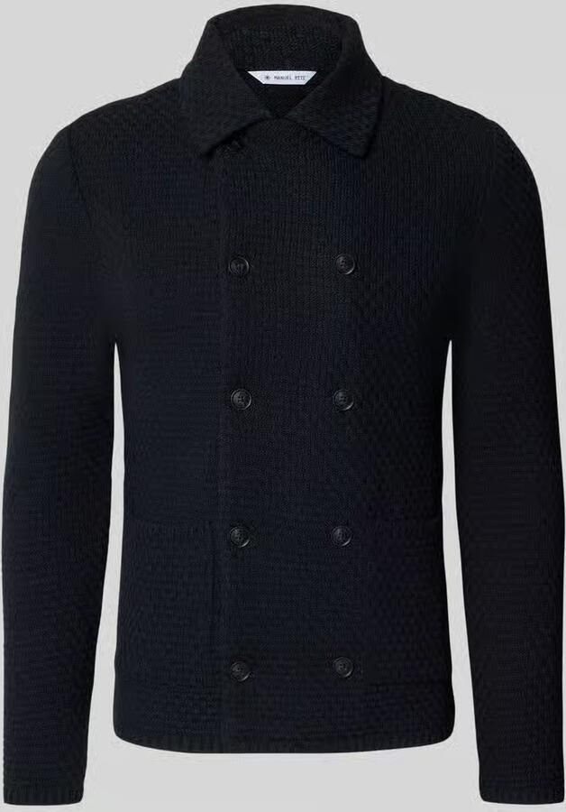 Manuel Ritz Slim fit cardigan met linnen-alpaca-aandeel in tricotlook