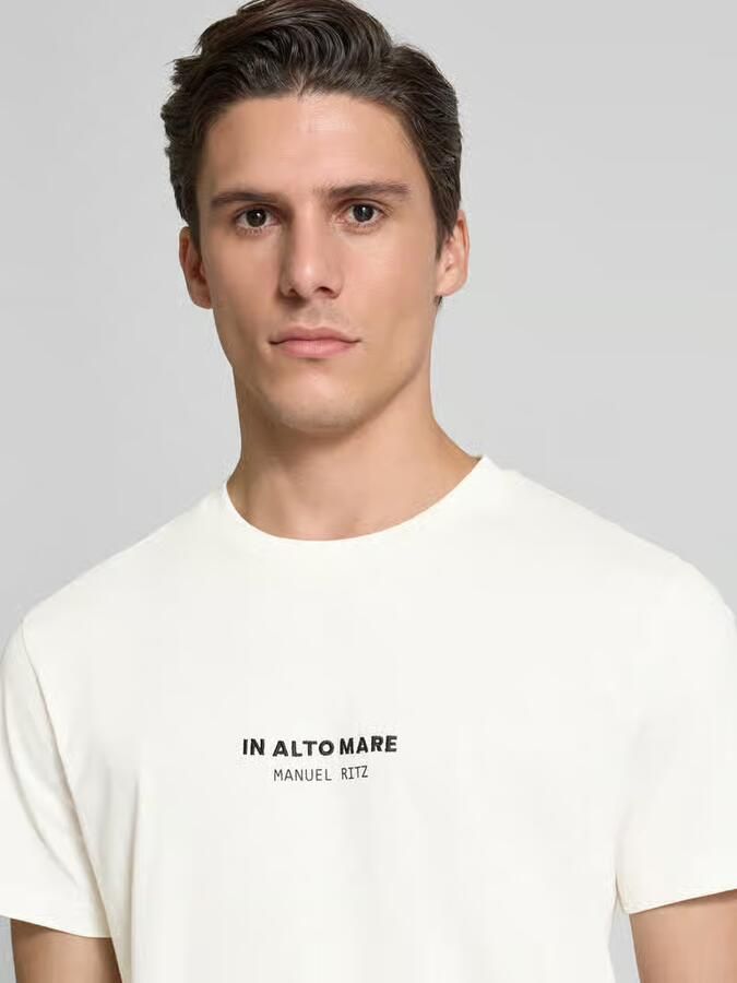 Manuel Ritz T-shirt met geribde ronde hals