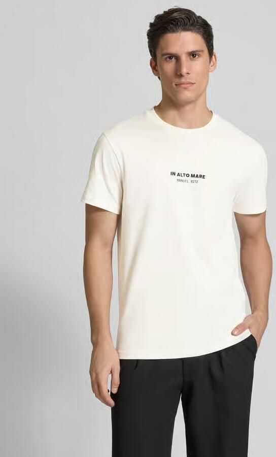 Manuel Ritz T-shirt met geribde ronde hals - Foto 4