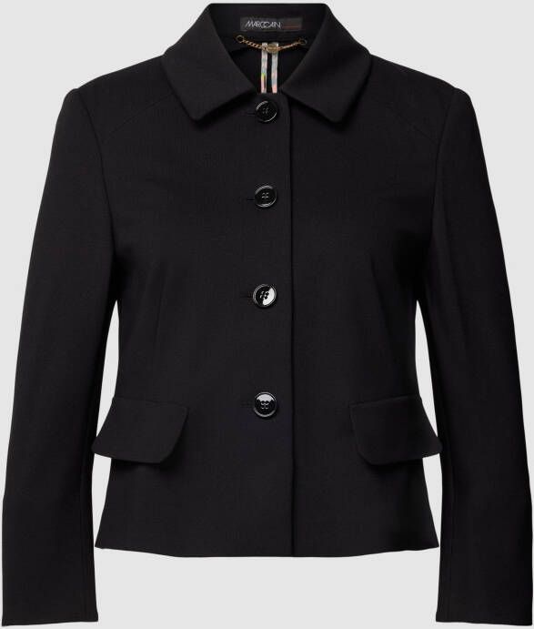 Marc Cain Zwarte stretchblazer met decoratieve zakken en mouwsplitjes Black Dames