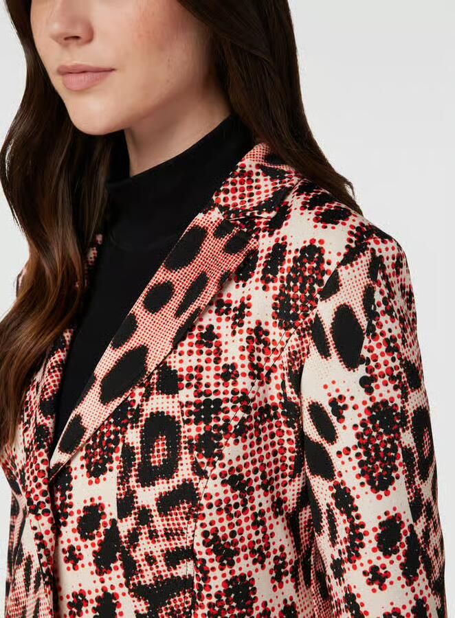 Marc Cain Faux Fur Shearling Luipaardprint Jas Meerkleurig Dames