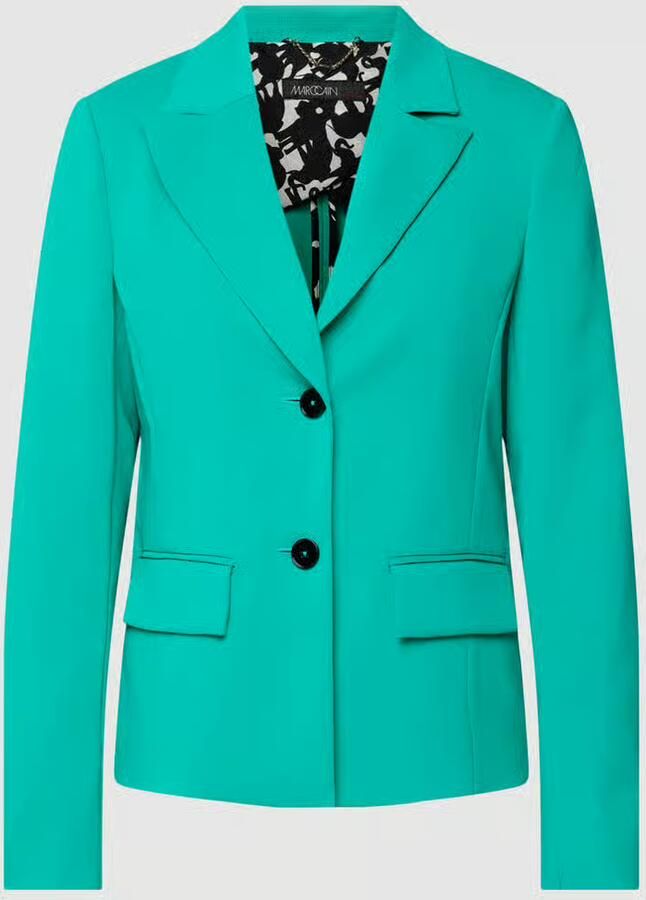 Marc Cain Groene Blazer met Stijlvolle Opstaande Kraag en Knopensluiting Green Dames
