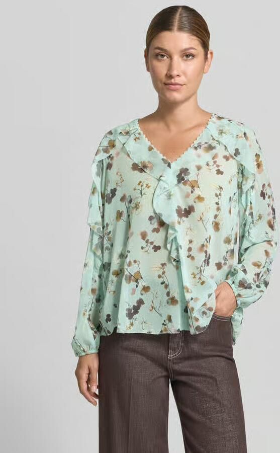 Marc Cain Blouse in all-over look met volants - Foto 3