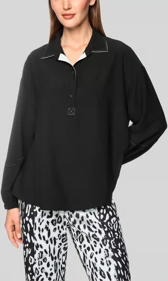 Marc Cain blouse met lange mouwen met contrasterende kraagafwerking - Foto 2