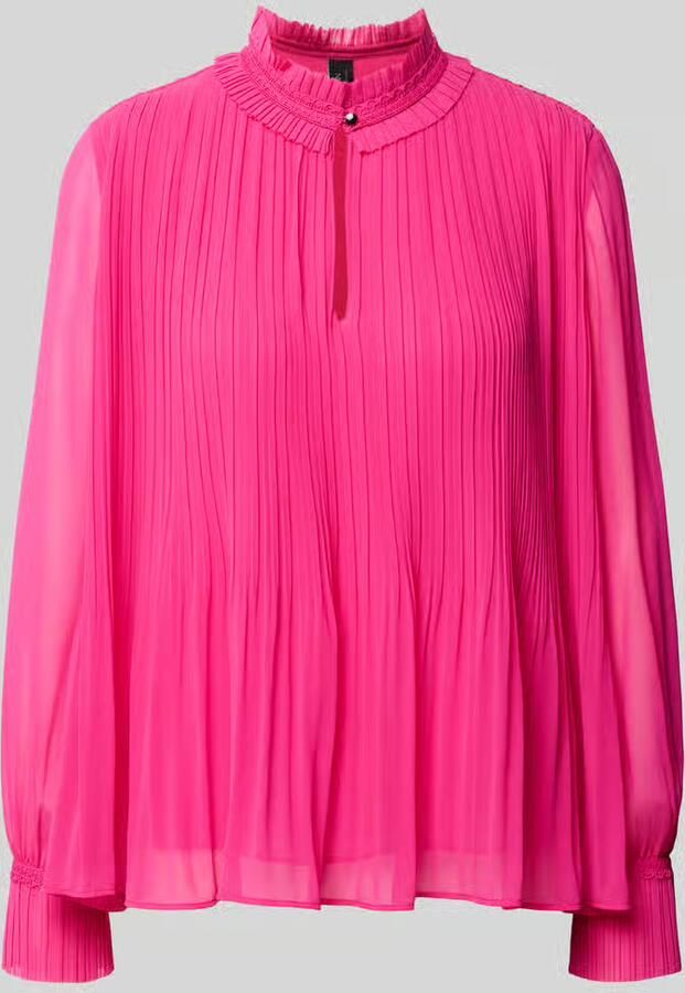 Marc Cain blouse met lange mouwen met kraag met ruches Cut Out