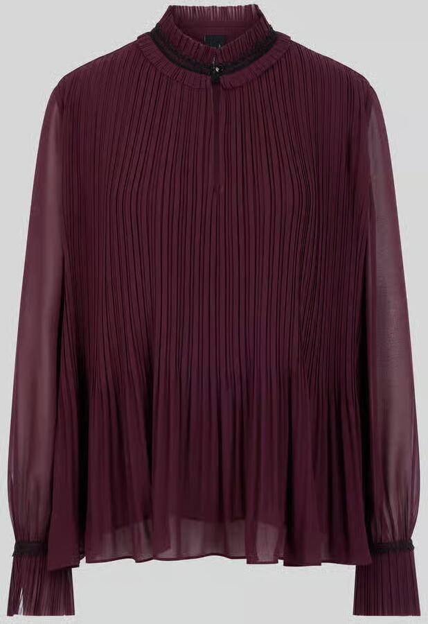 Marc Cain blouse met lange mouwen met kraag met ruches Cut Out