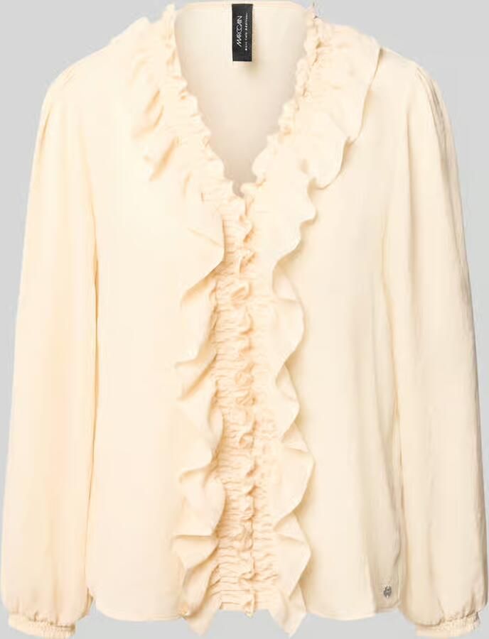 Marc Cain Blouse met ruches en V-hals - Foto 2