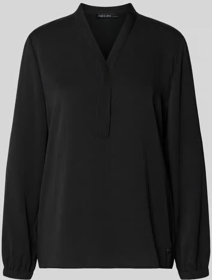 Marc Cain Zwarte blouse met V-hals en gerimpelde randen Black Dames - Foto 2