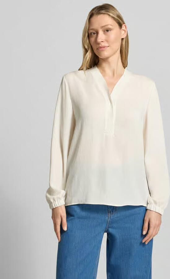 Marc Cain Elegante Witte Blouse met V-Hals en Lange Mouwen White Dames - Foto 3
