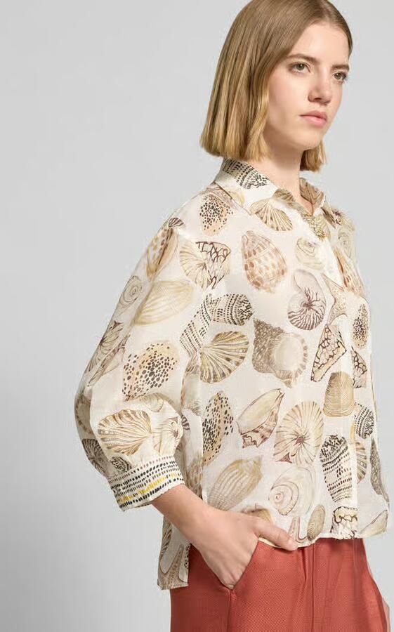 Marc Cain Blouse van linnenmix met 3 4-mouw