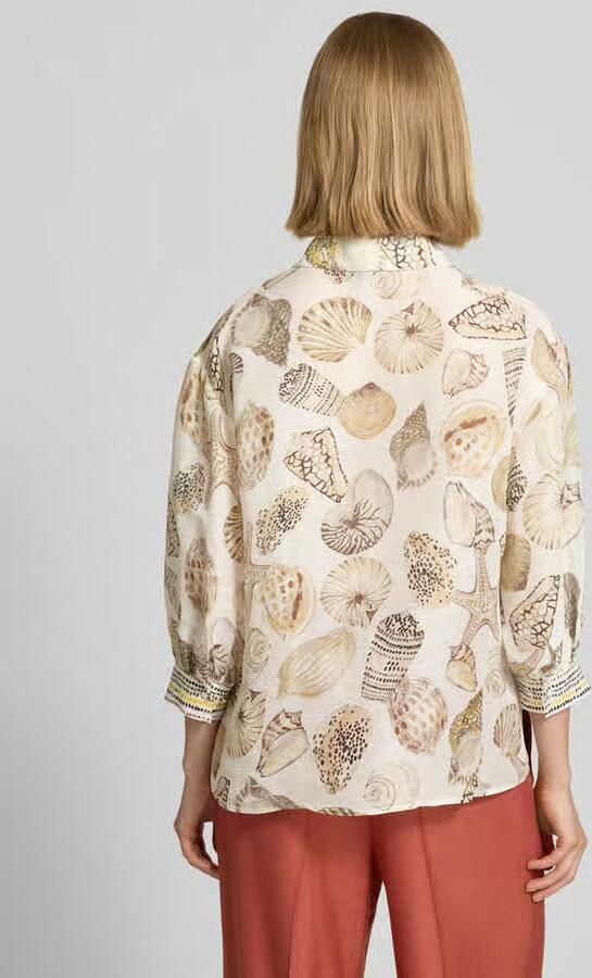 Marc Cain Blouse van linnenmix met 3 4-mouw