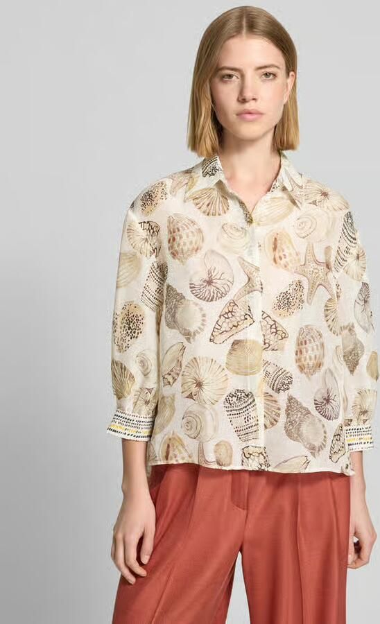 Marc Cain Blouse van linnenmix met 3 4-mouw - Foto 4