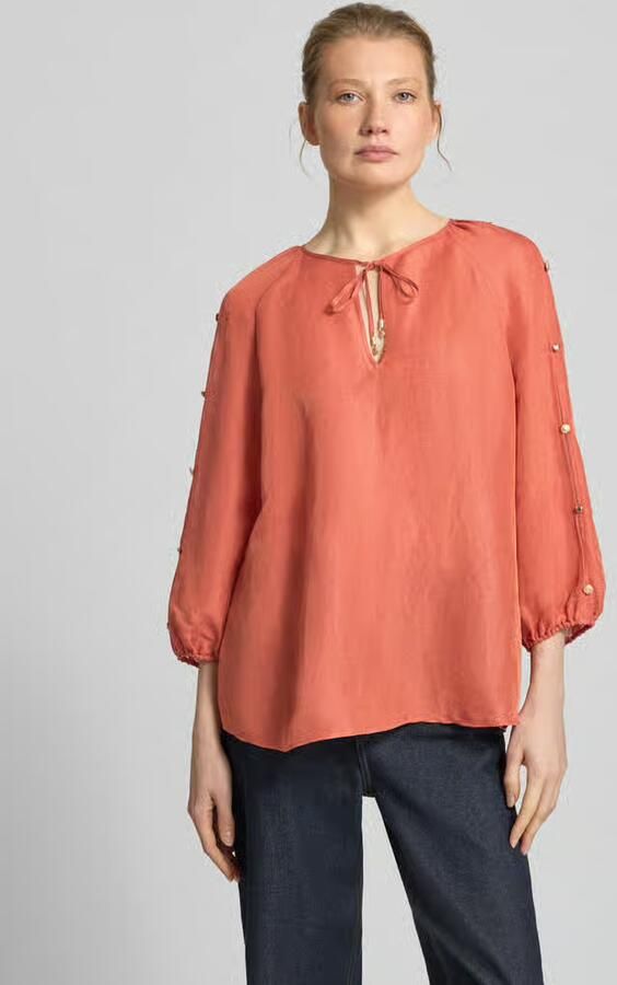 Marc Cain Blouse van linnenmix met sierknopen - Foto 4