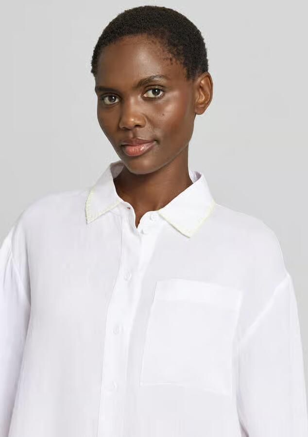 Marc Cain Blouse van ramie met borstzak