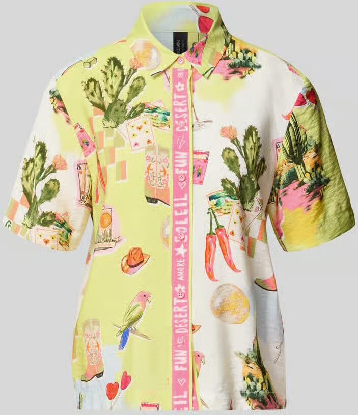 Marc Cain Blouse van viscosemix met afgeronde zoom - Foto 2