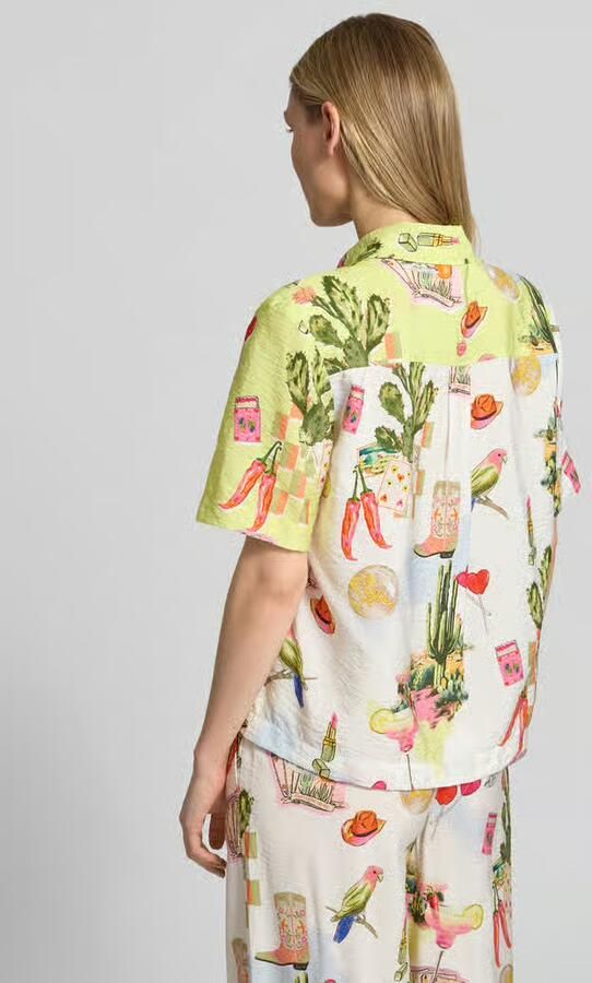 Marc Cain Blouse van viscosemix met afgeronde zoom - Foto 4