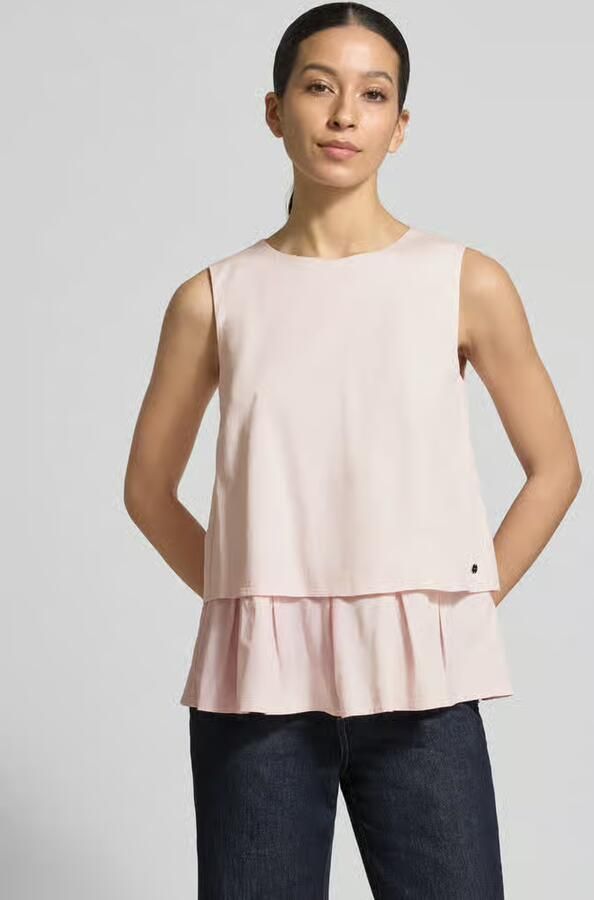 Marc Cain Blouses T-shirt met volantrand en ronde halsuitsnijding - Foto 4