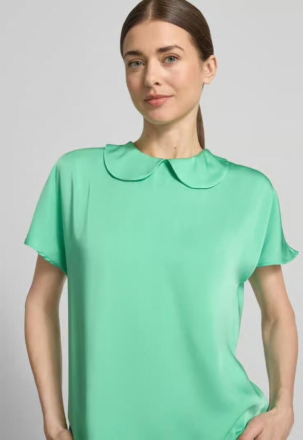 Marc Cain Blouseshirt van satijn met platte kraag - Foto 2