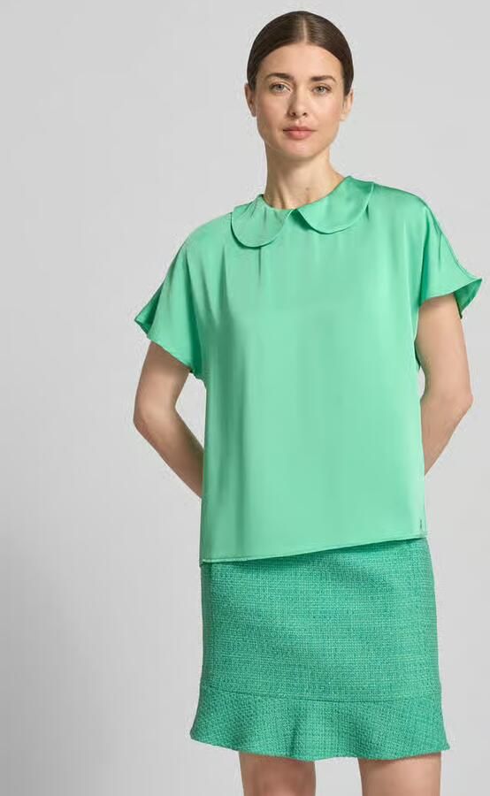 Marc Cain Blouseshirt van satijn met platte kraag - Foto 4