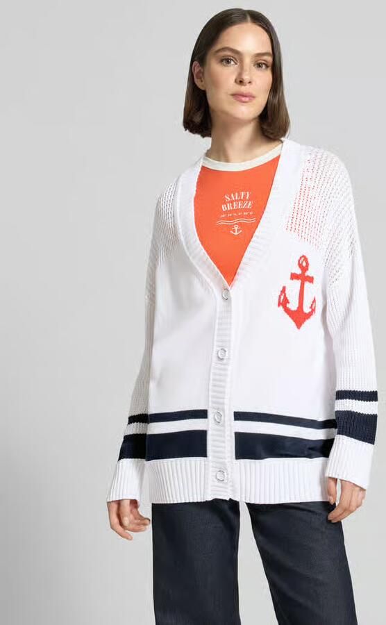 Marc Cain Cardigan met overlappende schouders en V-hals - Foto 4