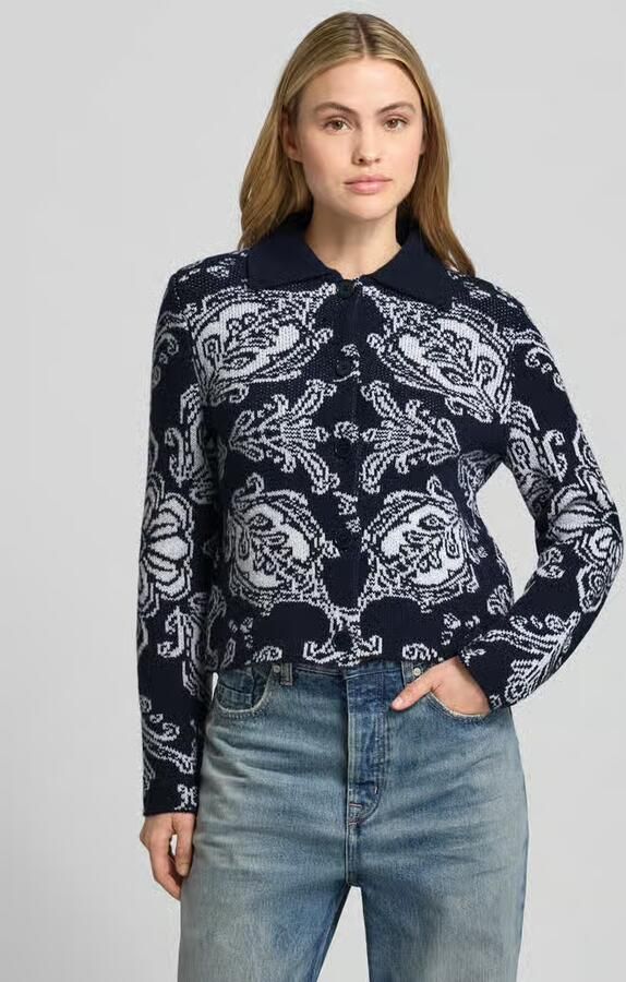 Marc Cain Cardigan van een mix van scheerwol en kasjmier met platte kraag - Foto 2