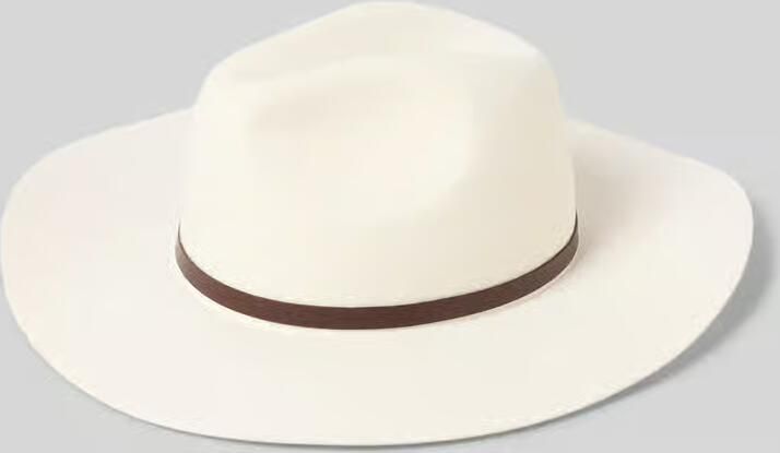 Marc Cain Fedora van zuivere wol met echt leer