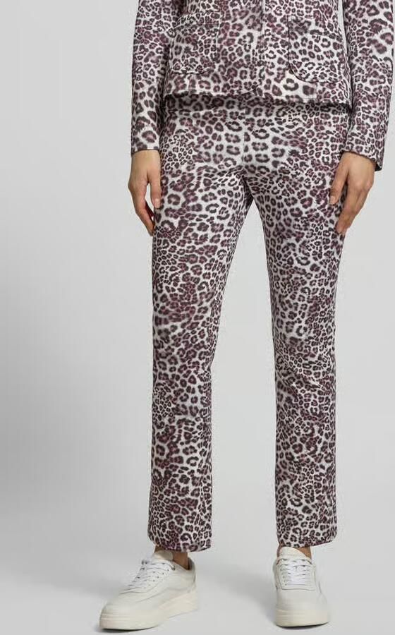 Marc Cain Flared fit stoffen broek met all-over dierenprint - Foto 2