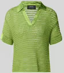 Marc Cain Gebreid shirt met polokraag en verlengde rug - Foto 1