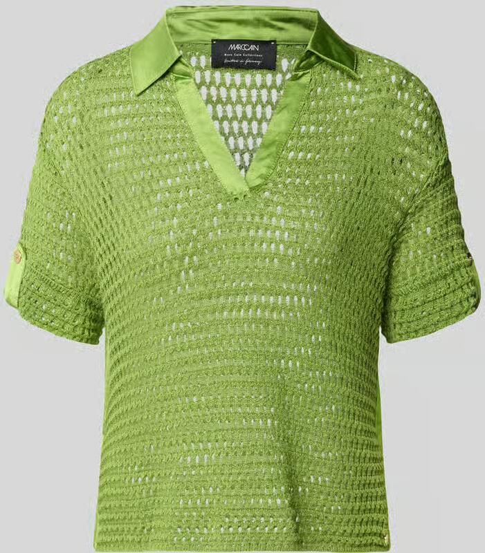 Marc Cain Gebreid shirt met polokraag en verlengde rug - Foto 2
