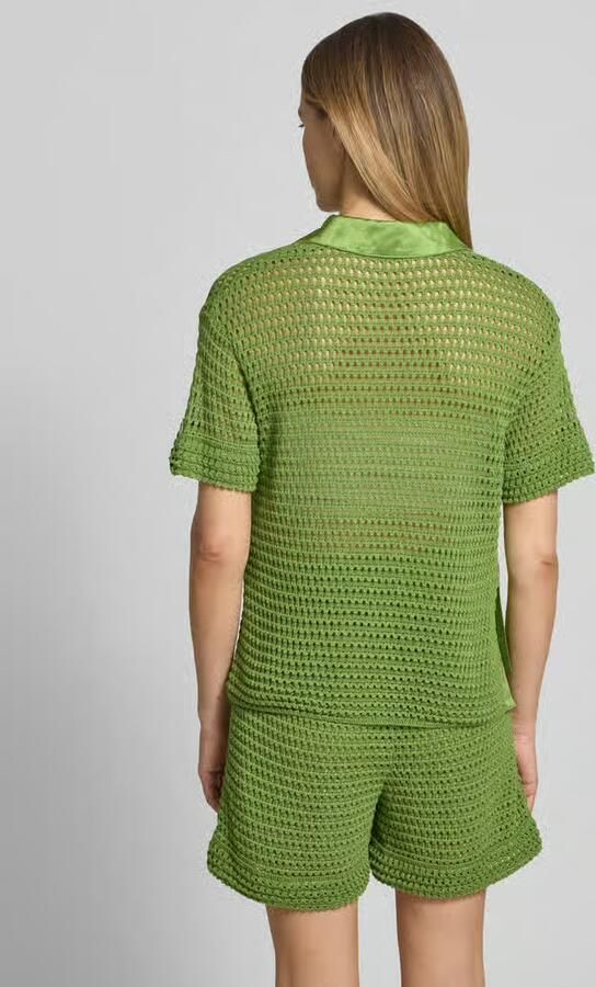 Marc Cain Gebreid shirt met polokraag en verlengde rug