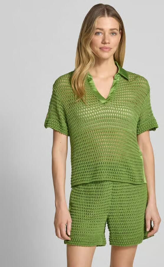 Marc Cain Gebreid shirt met polokraag en verlengde rug - Foto 2