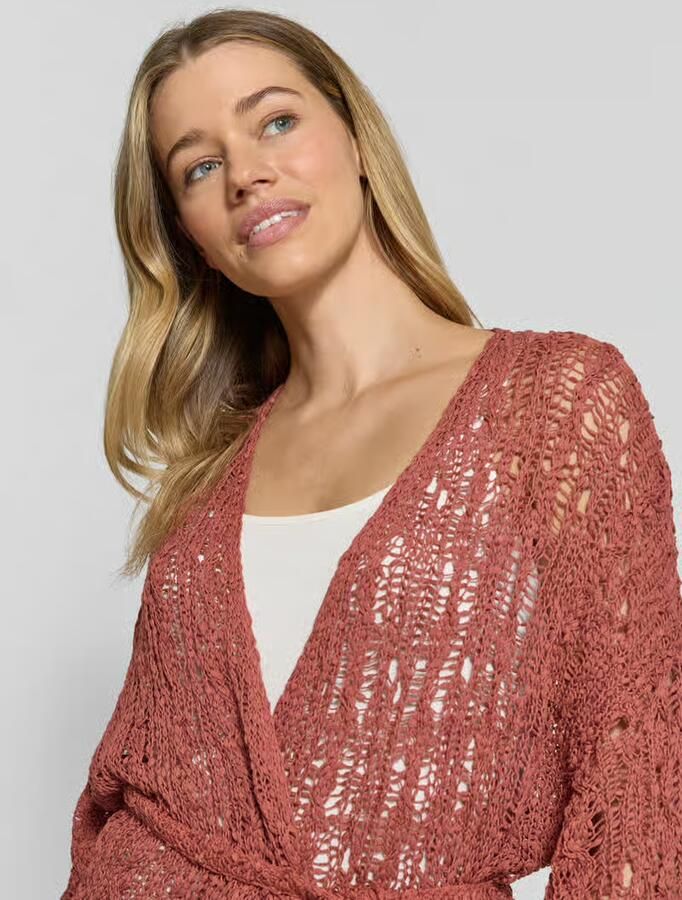 Marc Cain Gebreid vest met bindceintuur en 3 4-mouw