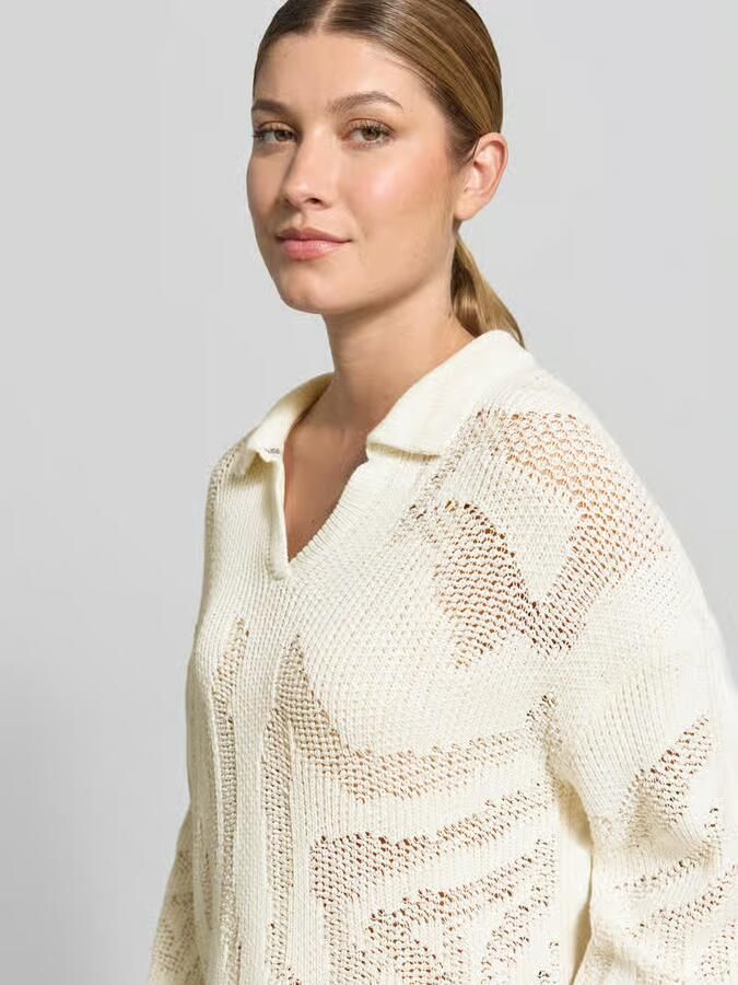 Marc Cain Gebreide pullover met opstaande kraag en V-hals - Foto 2