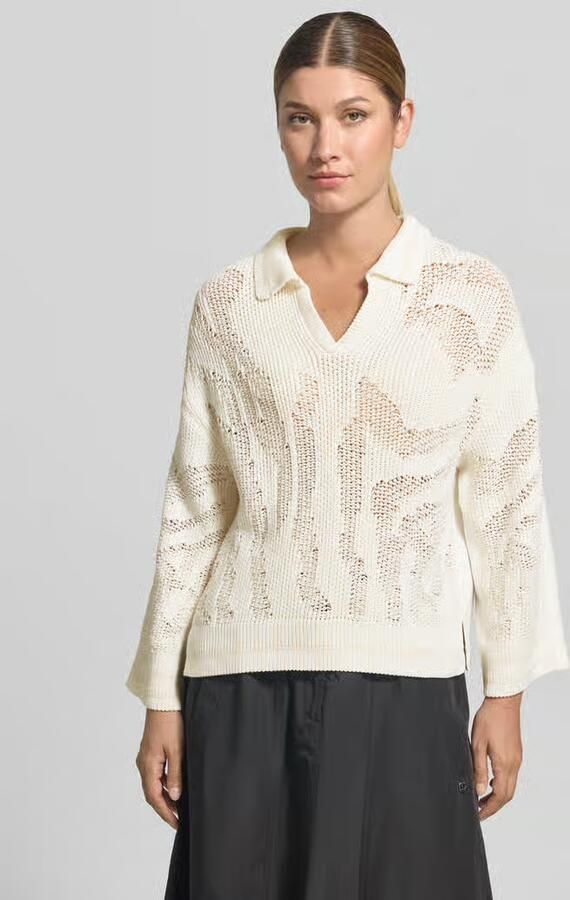 Marc Cain Gebreide pullover met opstaande kraag en V-hals - Foto 2