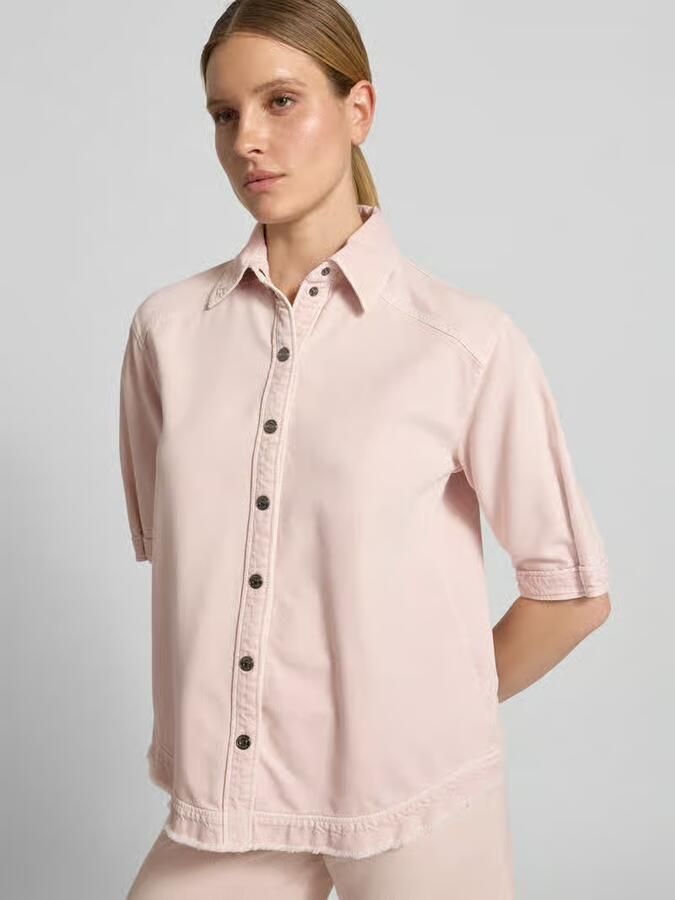 Marc Cain Jeansblouse met franjeszoom en 1 2-mouw