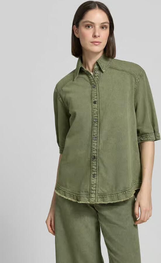 Marc Cain Jeansblouse met franjeszoom en 1 2-mouw - Foto 4