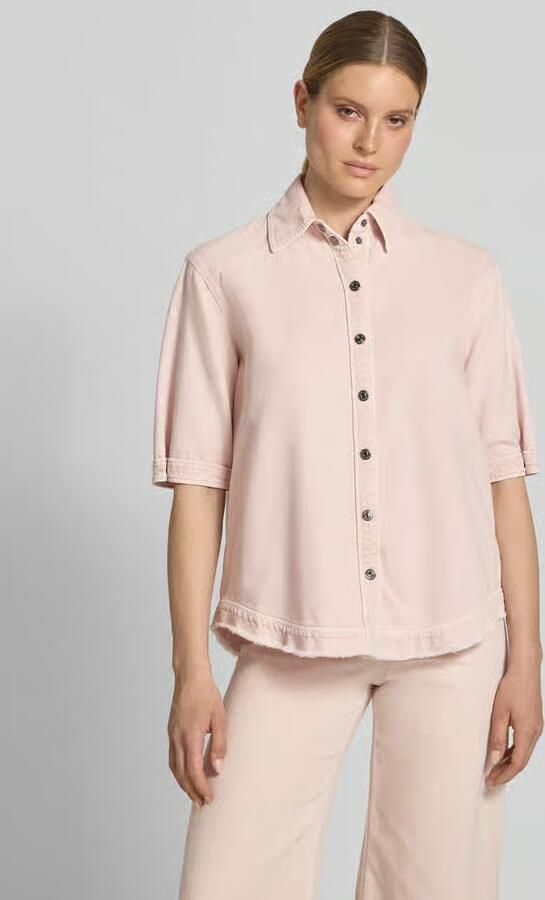 Marc Cain Jeansblouse met franjeszoom en 1 2-mouw - Foto 4