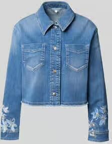 Marc Cain jeansjack met motiefprint en franjeszoom