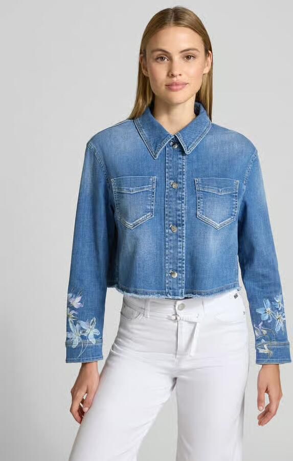 Marc Cain jeansjack met motiefprint en franjeszoom - Foto 2
