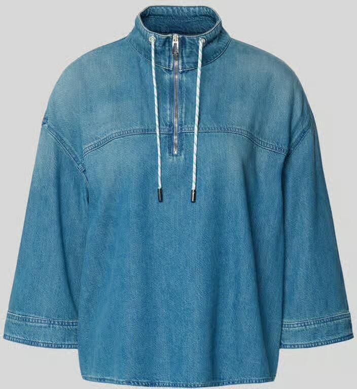 Marc Cain Jeansshirt met opstaande kraag en ritssluiting