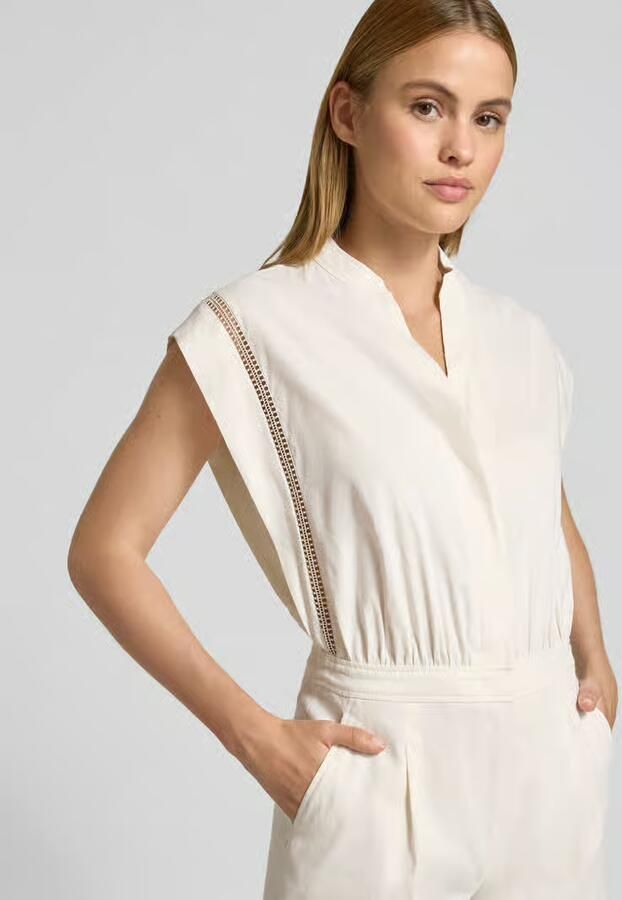 Marc Cain Jumpsuit van linnenmix met opengewerkte borduursels